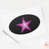 Roze Star sticker ovaal zwart (Envelop)