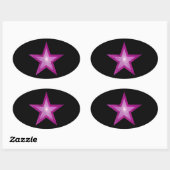 Roze Star sticker ovaal zwart (Vel)