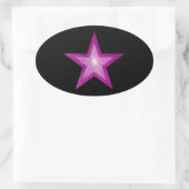 Roze Star sticker ovaal zwart (Tas)