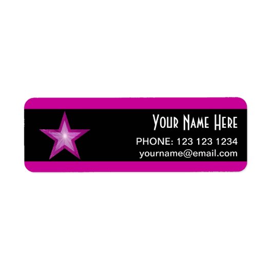Roze Star stripe 'Name text label small black (Voorkant)
