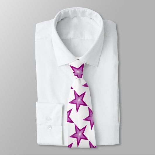 Roze Star stropdas wit (Gebonden)
