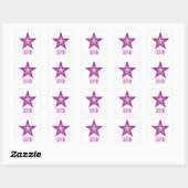Roze Star 'SUPER', vierkante sticker wit (Vel)