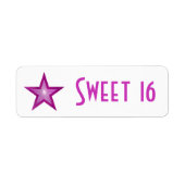 Roze Star 'Sweet 16' etiket klein wit (Voorkant)