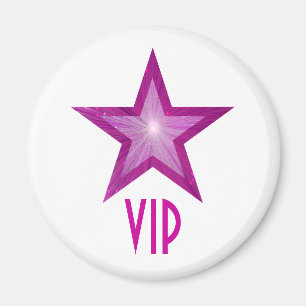 Roze Star 'VIP' koelkast magneet rond wit