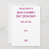 Roze Star 'VIP PASS'-uitnodiging wit Kaart (Achterkant)