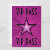 Roze Star 'VIP PASS'-uitnodiging zwart Kaart (Voorkant)
