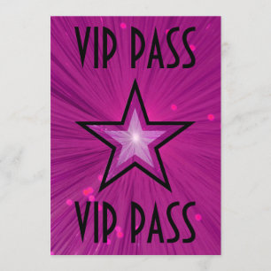 Roze Star 'VIP PASS'-uitnodiging zwart Kaart