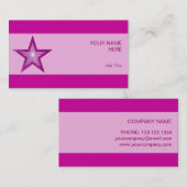 Roze Star visitekaartje roze streep (Voorkant / Achterkant)