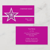 Roze Star White line visitekaartje roze (Voorkant / Achterkant)
