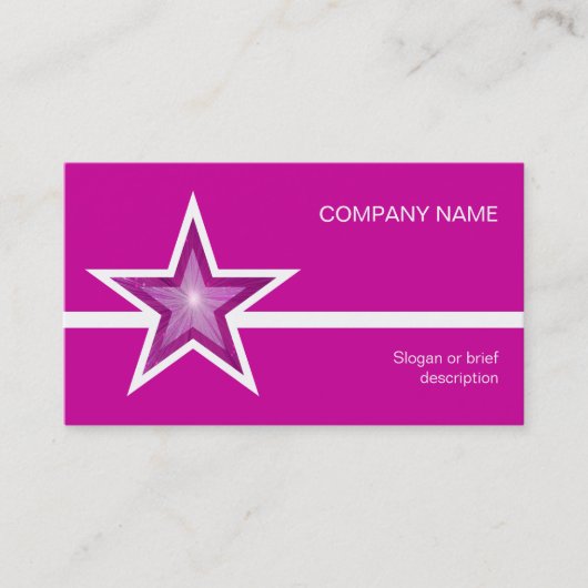 Roze Star White line visitekaartje roze (Voorkant)
