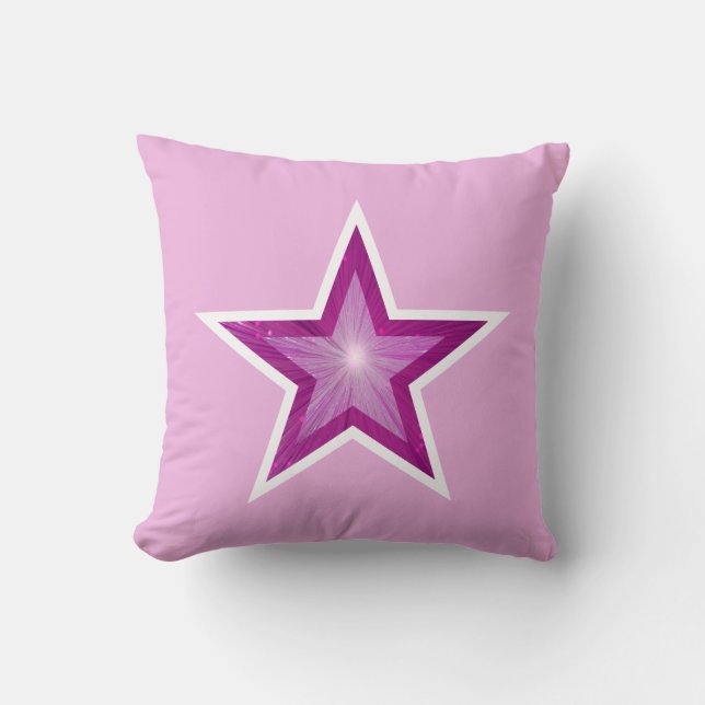 Roze Star White vierkant bleek roze witte achterzi Kussen (Voorkant)