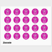 Roze Star 'WINNER!' ronde sticker roze (Vel)