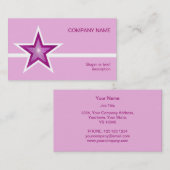Roze Star wit visitekaartje bleek roze (Voorkant / Achterkant)