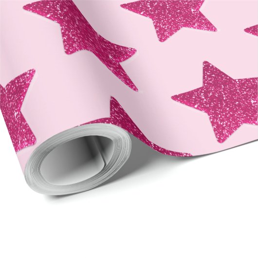 Roze Star Wrapping Paper Cadeaupapier (Rol Hoek)