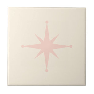 Roze Starburst Mid Century Modern Retro Tegeltje