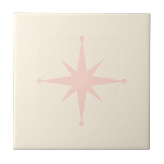 Roze Starburst Mid Century Modern Retro Tegeltje (Voorkant)