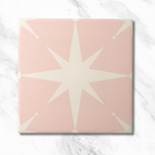 roze Starburst Mid Century Modern Tegeltje