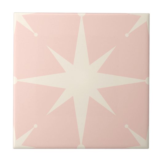 roze Starburst Mid Century Modern  Tegeltje (Voorkant)
