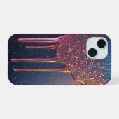 Roze Stardust Glitter Drip ✨ Fonkelende Sterren iPhone 15 Case (Achterkant horizontaal)