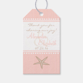 Roze Starfish Beach Bruiloft Gast Favor Dank je- Cadeaulabel