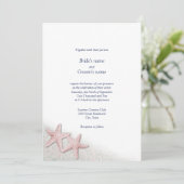 Roze Starfish Beach Wedding Invitting Kaart (Staand voorkant)