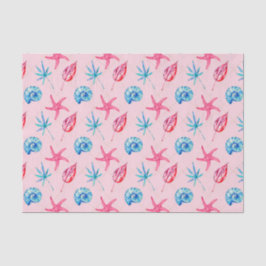Roze Starfish & Blue Shell (ontwerp 83 roze reeks) Tissuepapier
