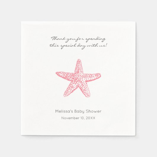 Roze Starfish Bruiloft of meisje Baby shower serve Servetten (Voorkant)