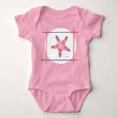 Roze Starfish Eén stuk baby carrosserie Romper (Voorkant)