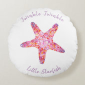 Roze Starfish Nursery Pillow Rond Kussen (Voorkant)