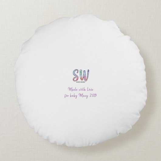 Roze Starfish Nursery Pillow Rond Kussen (Achterkant)