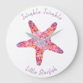 Roze Starfish Nursery Wall klok (Voorkant)