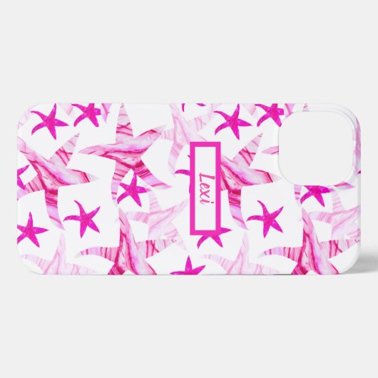 Roze Starfish Wave-silhouette waterverf iPhone Hoesje (Achterkant horizontaal)
