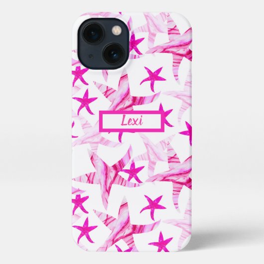 Roze Starfish Wave-silhouette waterverf iPhone Hoesje (Achterkant)