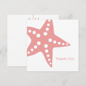 Roze Starfish Wedding Dank je Kaart (Voorkant / Achterkant)