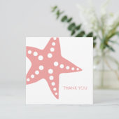 Roze Starfish Wedding Dank je Kaart (Staand voorkant)