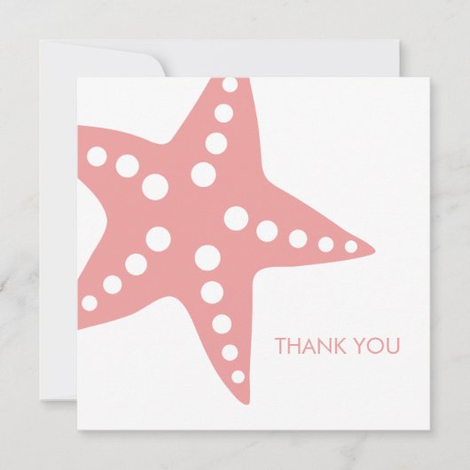 Roze Starfish Wedding Dank je Kaart (Voorkant)