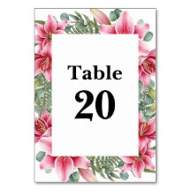 Roze Stargazer Lelie Huwelijk Tafel Nummerkaart
