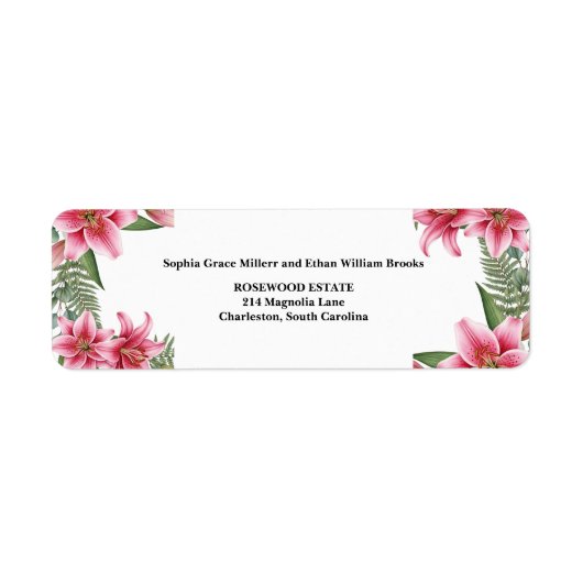 Roze Stargazer Lelie Retouradreslabel Etiket (Voorkant)