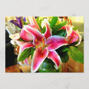 roze stargazer lelie uitnodigingskaart kaart