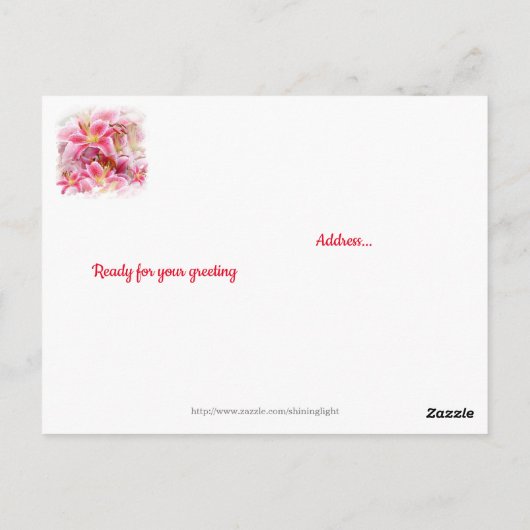 Roze Stargazer-lelies Dank je wel Christelijke vri Briefkaart (Achterkant)