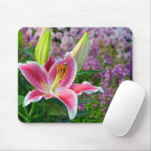 Roze stargazer lib printmousepad muismat (Met muis)