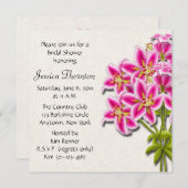 Roze Stargazer Lilies Bridal Shower Invitation Kaart (Voorkant / Achterkant)