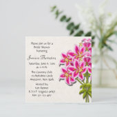 Roze Stargazer Lilies Bridal Shower Invitation Kaart (Staand voorkant)
