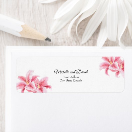 Roze Stargazer Lilies Etiket (Insitu)