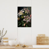 Roze Stargazer Lilies Flower Art Print Poster (Keuken)