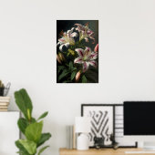 Roze Stargazer Lilies Flower Art Print Poster (Thuiskantoor)