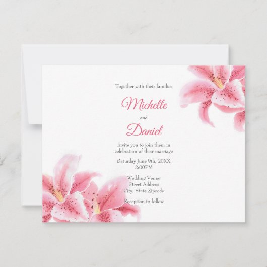 Roze Stargazer Lilies Kaart (Voorkant)