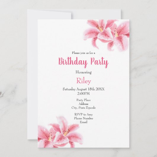 Roze Stargazer Lilies Kaart (Voorkant)