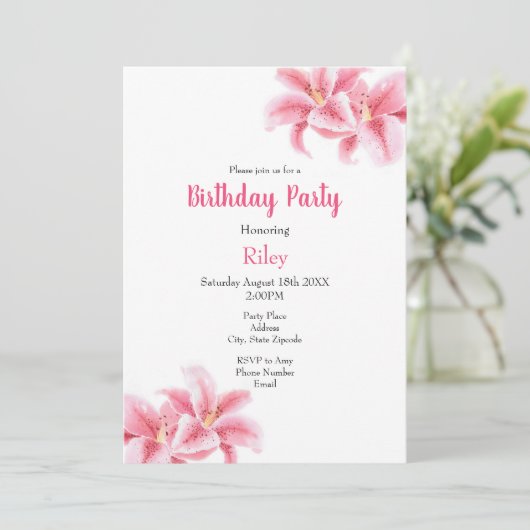 Roze Stargazer Lilies Kaart (Staand voorkant)