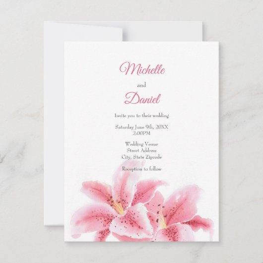 Roze Stargazer Lilies Kaart (Voorkant)